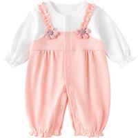 宜爽儿 婴儿长袖连体衣婴童连体服春秋季哈衣服爬服夏装女童宝宝荷叶袖口
