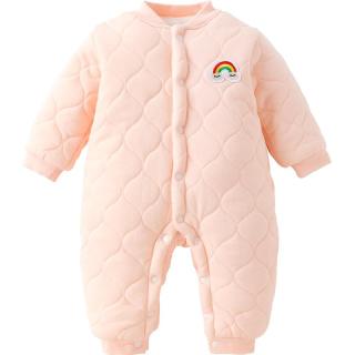 宜爽儿 婴儿冬季宝宝夹棉加厚冬装新生儿哈衣爬服保暖睡觉连体衣服外出服