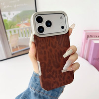 捷威丘 适用iPhone17promax手机壳豹纹翻毛皮苹果16pro简约个性15保护套