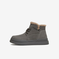 他她（TATA）冬季保暖雪地靴男鞋防水厚底户外牛皮加绒棉鞋OEX01DD4 灰色（仿毛里） 40