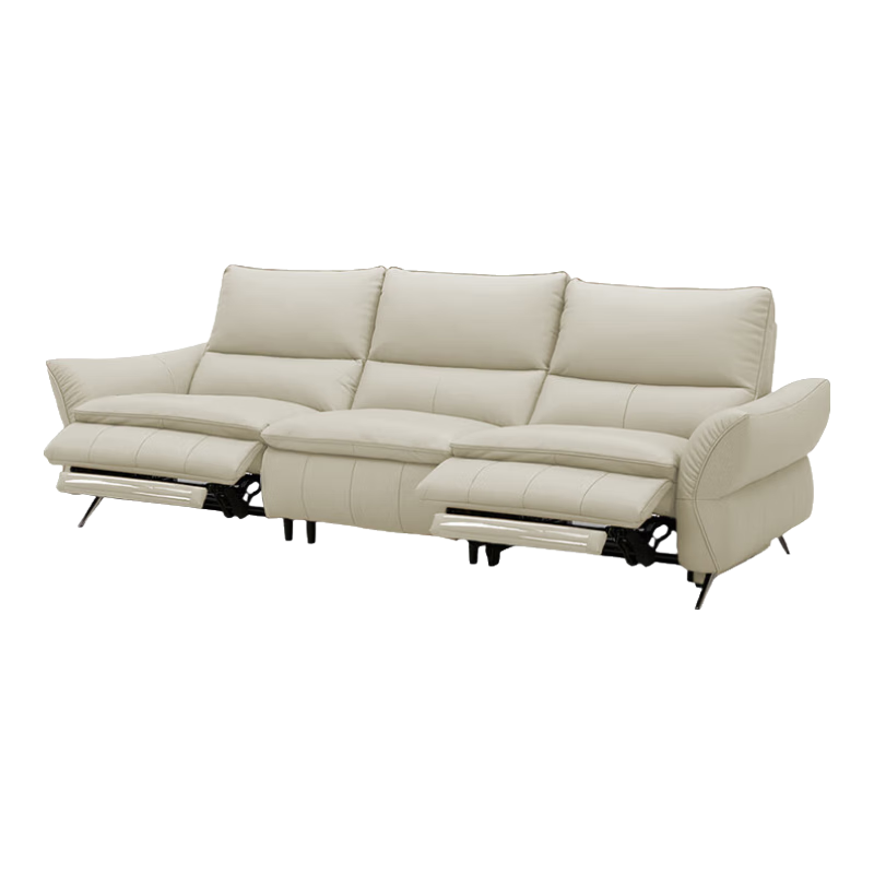  LAZBOY/乐至宝 双电动 真皮功能沙发 电动简约零靠墙  菊蕊白-2.77m-大-三人双电动-30天 电动沙发 3人/三人