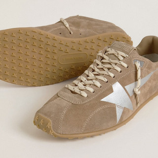 GOLDEN GOOSE Marathon Speed 薄底休闲鞋 GGDB 棕色 45 系带 豹纹 圆头 羊皮革