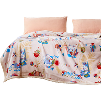 富安娜 FUANNA家纺 儿童春秋法兰绒毛毯单人午休绒毯家用沙发盖被 法兰绒毯-城市绿 150*200cm 加厚拉舍尔毯-快乐黄