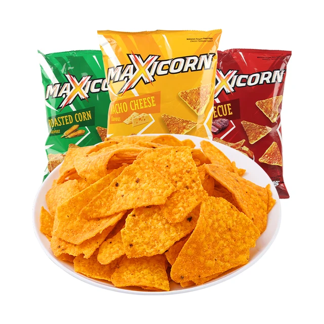 Maxicorn 印尼玉米脆片袋装芝士奶酪原味膨化零食办公室休闲零食小吃 3口味混合 140g 3袋