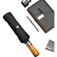 溥畔 12骨全自动雨伞男士折叠收缩双人超大号加固加厚结实抗风伞 优雅黑 12骨