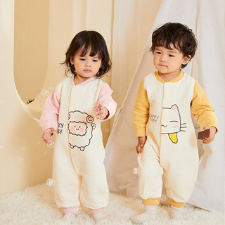 舒贝怡 婴幼儿夹棉保暖连体衣 新生儿睡衣套装