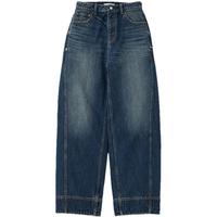 moussy【新复古回潮】 美式复古风拼接老爹裤牛仔裤女010HAK11-3221 110蓝色 S 00001