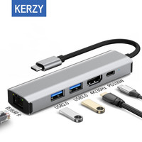 可芝 KERZY 扩展坞TYPE-C转usb3.0*1+USB2.0*1+PD100W/USB-C数据+HDMI+百兆网卡