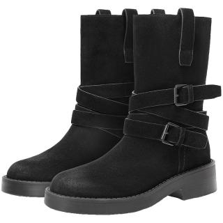 百丽 张予曦同款百丽女靴牛仔西部靴真皮短靴堆堆靴马丁靴