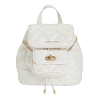 CHARLES & KEITH 24春季菱格大容量双肩包女士CK2-60151400 Cream奶白色 S