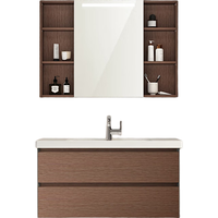 恒洁（HEGII）浴室柜 陶瓷一体盆抗污易洁智能美妆柜洗脸盆柜组合胡桃BC6223-90 【智能】双抽胡桃色90