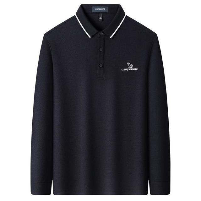 卡丹路 男士经典翻领商务休闲中年爸爸长袖polo衫男T恤