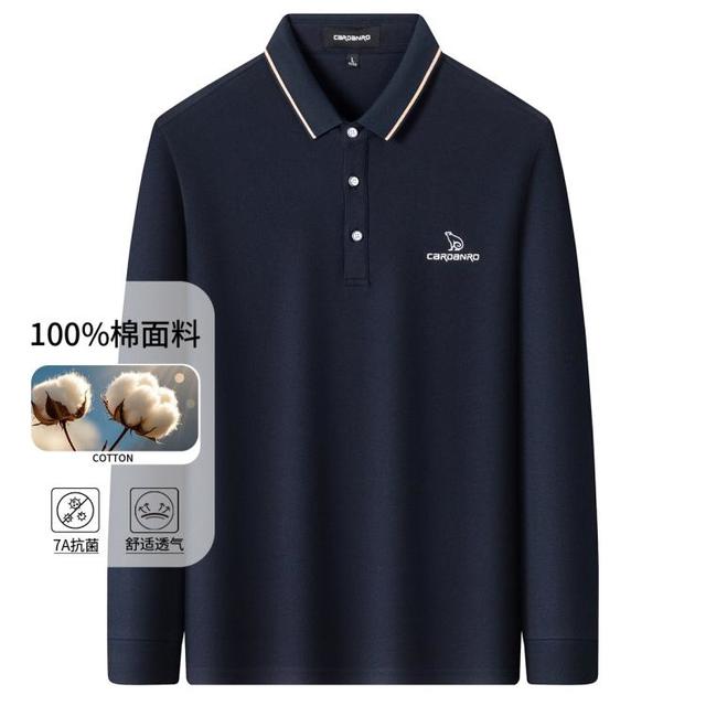卡丹路 纯棉翻领商务休闲爸爸装父亲节长袖polo衫男T恤