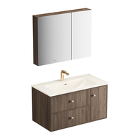 九牧（JOMOO）浴室柜洗脸盆柜洗手盆柜组合一体盆陶瓷中古风卫生间洗漱台A2763 基础款 双镜背收纳 无龙头100cm