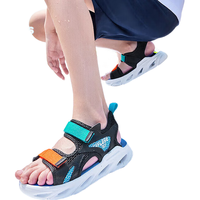 361°儿童凉鞋24夏季男中大童轻盈透气清凉耐磨运动沙滩凉鞋 黑37 碳黑