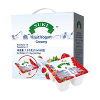 SUKI 多美鲜 草莓覆盆子果粒全脂酸奶 草莓味 100g*12杯