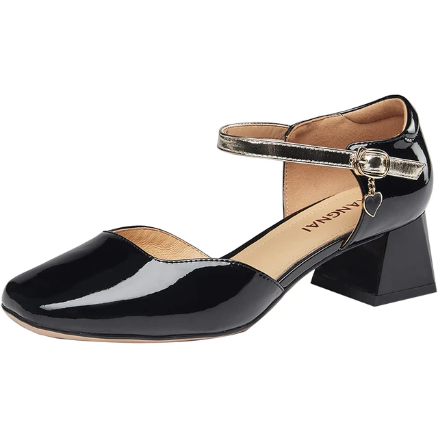 康奈（kangnai）春夏一字带高跟鞋简约包头凉鞋18434001 黑色 3