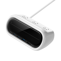 BULL 公牛 桌面插座67W快充插线板/插排/排插/接线板 动态屏显桌搭抗电涌多功能USB插排 2C2A+3位 GN-H303U