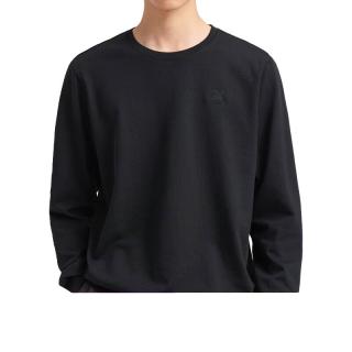 XTEP 特步 男装卫衣男圆领长袖秋季休闲运动针织上衣加绒打底衫跑步衣服 黑 XL