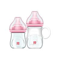 gb好孩子新生儿奶瓶婴儿防胀气玻璃奶瓶礼盒2个套装120&180ml