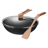 MAXCOOK 美厨 仿木系列精铁可立不粘涂层炒锅32cm MCC3347