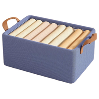 友纳 Youna衣服收纳箱家用布艺整理盒衣柜分层储物筐抽屉内衣裤子整理盒 大号-黛蓝色 5个装【加粗钢架】