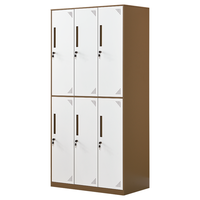 ZHONGWEI 中伟 更衣柜铁皮柜健身房浴室员工职员柜薄边六门更衣柜咖啡色