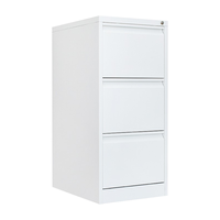 洛克菲勒 白色三斗卡箱文件柜档案柜 办公矮柜带锁一层可放200挂快捞柜