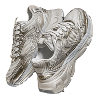 KAPPA卡帕男鞋网面透气老爹鞋男2025夏季运动鞋厚底增高跑步鞋子男 仙人掌棕/温润灰 40