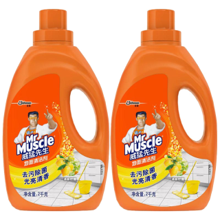 威猛先生 地板清洁剂 2kg*2瓶 柠檬香型 瓷砖除菌除垢 浓缩配方