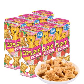乐天 LOTTE小熊饼干 泰国 高钙儿童饼干小零食 草莓味37克*6盒  草莓味37g*6盒