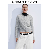 UR2025冬季女装魅力气质水钻饰排扣针织开衫UWG950236 花灰 XS