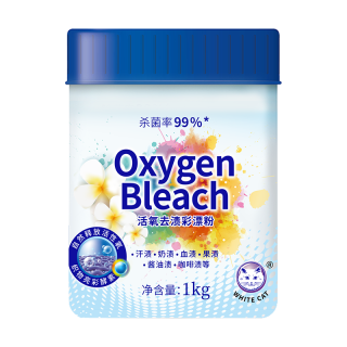 白猫 活氧去渍彩漂粉1kg送白猫洗衣防串染吸色片5片BM .