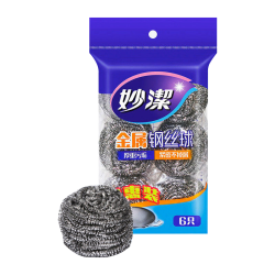 妙潔 妙洁妙洁钢丝球清洁球家用不掉丝厨房洗碗洗锅不锈钢大号铁丝球刷抹布 钢丝球6只装
