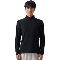 探拓（TECTOP）抓绒衣男户外防风保暖立领柔软舒适  45ZR 经典黑 XL  男款经典黑