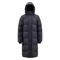 君羽羽绒服女24冬季时尚连帽长款过膝鹅绒服700蓬白鹅绒SD65085 黑色 XS 女85-100斤/男110以下