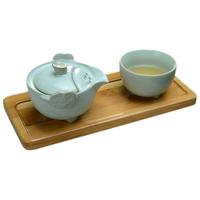 汝道 汝窑快客杯一壶一杯可养开片旅行功夫茶具套装 陶瓷茶壶茶杯办公室泡茶器