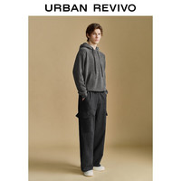 UR2025冬季男装简约休闲连帽抽绳宽松卫衣UMM450115+ 深灰 S