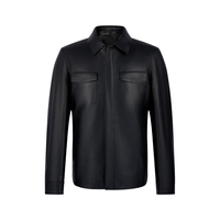 VALENTINO 卓凡尼·华伦天奴（GIOVANNI VALENTINO）真皮皮衣外套男款绵羊皮翻领夹克秋冬季 黑色 S（165/84A）