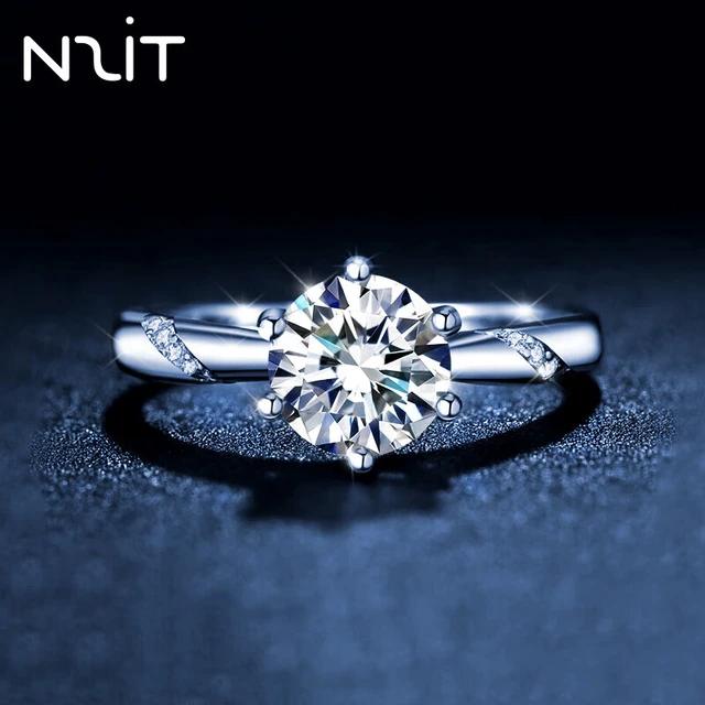 N2itS925银单钻戒指女时尚求婚告白结婚钻戒送老婆纪念日 通灵戒指约1克拉