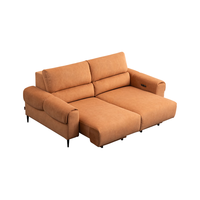 芝华仕(CHEERS)无仓储|头等舱电动功能奶油风猫抓绒布艺沙发床30335C棕2.14m