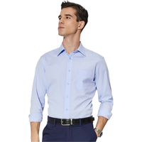 雅戈尔(YOUNGOR)长袖衬衫男纯色提花免烫衬衫棉涤混纺免熨定型舒适透气透气易干 蓝色 41
