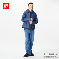 优衣库男装女装宽松直筒牛仔裤水洗裤子休闲长裤加长款84cm475552 475552/64湖蓝色 30 /165/76A