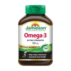 Jamieson 90%浓度鱼油75粒/瓶无腥味高含量DHA/EPA护中老年心脑眼增强免疫