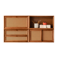 溪木工坊新中式落地书柜自由组合柜客厅卧室储物隔断柜实木带门书架电视柜 格格组合书柜【移门柜】