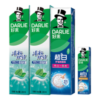 好来黑人双重双效薄荷清新去口气去渍固齿牙膏 双效200g*2+矿物盐190g+40g牙膏