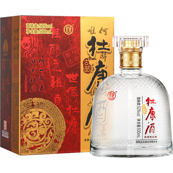 杜康古酿 浓香型白酒52度500ml 经典老酒复刻 纯粮酿造酒 自饮 52度 500mL 1瓶 酒盒装