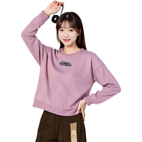 adidas 女装卫衣圆领套头紫色简约休闲运动服HD7284 粉 M