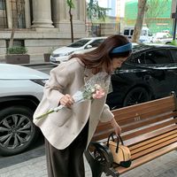 燕麦色双面呢大衣女2025秋冬季韩系小个子高级感短款毛呢外套