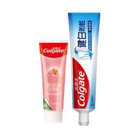 Colgate高露洁牙膏健白防蛀双效配方去渍亮白清爽薄荷清新口气家庭装 健白防蛀200g+美白玫瑰盐115g
